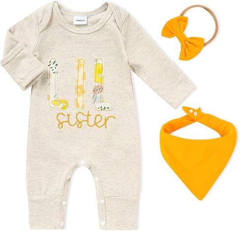 Sinhoon Newborn Baby Girl Clothes Toddler Baby Long Sleeve Romper Infant Letter Embroidered Jumpsuit in Saudi Arabia