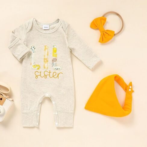 Sinhoon Newborn Baby Girl Clothes Toddler Baby Long Sleeve Romper Infant Letter Embroidered Jumpsuit in Saudi Arabia