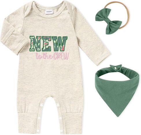 Sinhoon Newborn Baby Girl Clothes Toddler Baby Long Sleeve Romper Infant Letter Embroidered Jumpsuit in Saudi Arabia