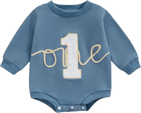 1st Birthday Outfit Girl Boy Baby First Birthday Sweatshirt Bubble Romper One Year Old Cake Smash Outfits in Kuwait