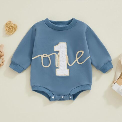 1st Birthday Outfit Girl Boy Baby First Birthday Sweatshirt Bubble Romper One Year Old Cake Smash Outfits in Kuwait