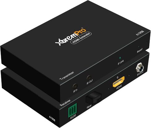 HDMI Extender Over IP Optical Fiber w/IR Single w/Transmitter and Receiver Up to 12.4 Miles/20KM, 1080p 60Hz, RS232 – Black (61008) in Kuwait