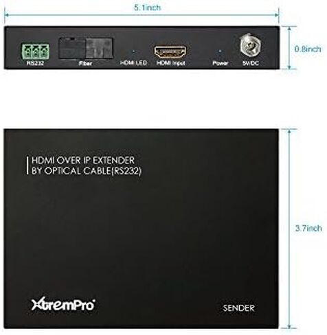 HDMI Extender Over IP Optical Fiber w/IR Single w/Transmitter and Receiver Up to 12.4 Miles/20KM, 1080p 60Hz, RS232 – Black (61008) in Kuwait