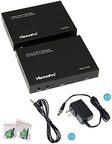 HDMI Extender Over IP Optical Fiber w/IR Single w/Transmitter and Receiver Up to 12.4 Miles/20KM, 1080p 60Hz, RS232 – Black (61008) in Kuwait