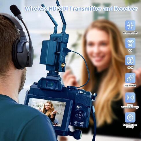 جهاز إرسال واستقبال لاسلكي عالي الدقة JM300PRO، مجموعة موسع HD 1000 قدم مع حلقة HD، نظام نقل فيديو لاسلكي بدقة 4K Ultra HD، زمن استجابة 0.06S لمصور الفيديو وصانع الأفلام (JM300PRO) in Saudi Arabia