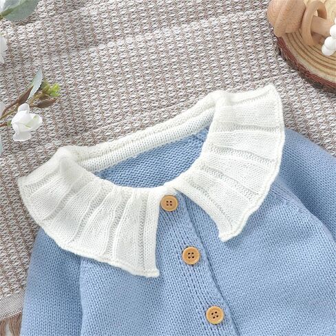 Baby Girl Sweater Cardigan Rooster Embroidery Doll Collar Long Sleeve Button Down Tops Fall Winter Cute Clothes in Saudi Arabia
