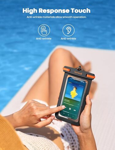 Lamicall 2 Pack جراب هاتف مقاوم للماء - IPX8 حقيبة جافة للهاتف الخلوي مقاومة للماء لهاتف iPhone 16 15 14 13 12 11 XS XR X Pro Max Plus Mini، المزيد من الهواتف المحمولة 4-7 بوصة باللون الأسود in Saudi Arabia
