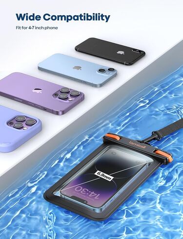 Lamicall 2 Pack جراب هاتف مقاوم للماء - IPX8 حقيبة جافة للهاتف الخلوي مقاومة للماء لهاتف iPhone 16 15 14 13 12 11 XS XR X Pro Max Plus Mini، المزيد من الهواتف المحمولة 4-7 بوصة باللون الأسود in Saudi Arabia