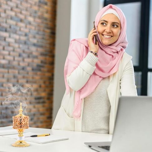 HOMSFOU الشرق الأوسط الدانتيل مبخرة الحديد الفن حامل البخور Insencents الراتنج الشعلات الإسلامية البخور الموقد خمر وعاء شمعة اليدوية الحديد المطاوع النمط الأوروبي مكتب البخور الرف in Saudi Arabia