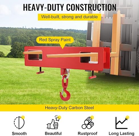 VEVOR Forklift Lifting Hook, 6600lbs Forklift Lifting Hoist, Forklift Mobile Crane with Swivel Hook and Two Large T-Screws, Fork Lifting Attachment in Saudi Arabia