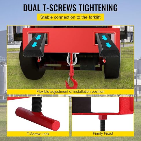 VEVOR Forklift Lifting Hook, 6600lbs Forklift Lifting Hoist, Forklift Mobile Crane with Swivel Hook and Two Large T-Screws, Fork Lifting Attachment in Saudi Arabia