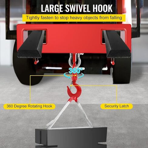 VEVOR Forklift Lifting Hook, 6600lbs Forklift Lifting Hoist, Forklift Mobile Crane with Swivel Hook and Two Large T-Screws, Fork Lifting Attachment in Saudi Arabia