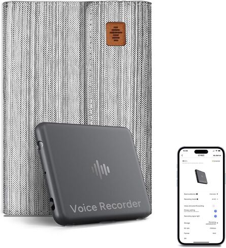 iZYREC 32GB Grey Voice Recorder w/Grey Case, Voice Activated Recorder with App, Audio Recording Device, 30 Hours Continuous Recording, AI Noise Canceling, Portable Digital Voice Device for Lectures in Saudi Arabia