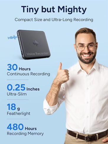 iZYREC 32GB Grey Voice Recorder w/Grey Case, Voice Activated Recorder with App, Audio Recording Device, 30 Hours Continuous Recording, AI Noise Canceling, Portable Digital Voice Device for Lectures in Saudi Arabia