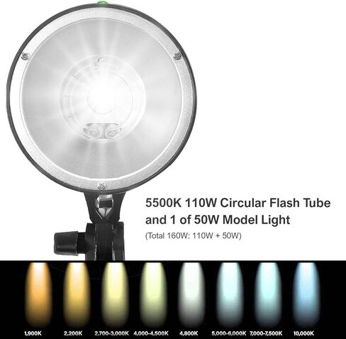 LimoStudio 160W 5500K إضاءة تصوير فوتوغرافي ستروب ضوء فلاش مع مشغل وجهاز استقبال لأضواء كاميرا استوديو الصور، AGG3134 in Kuwait