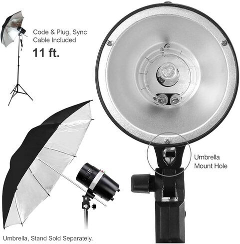 LimoStudio 160W 5500K إضاءة تصوير فوتوغرافي ستروب ضوء فلاش مع مشغل وجهاز استقبال لأضواء كاميرا استوديو الصور، AGG3134 in Kuwait