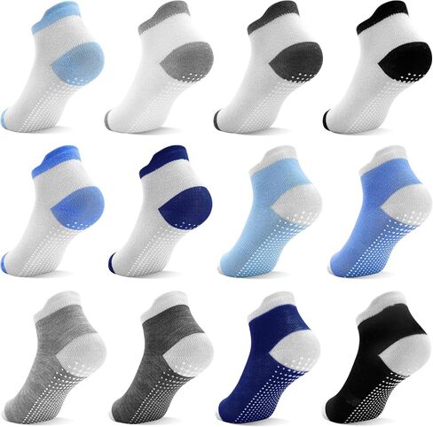 Tphon Toddler Baby Non Slip Socks Ankle Socks with Grippers Kids Boys Girls Socks 12 Pairs for 0-7 Years Infant Children in Saudi Arabia