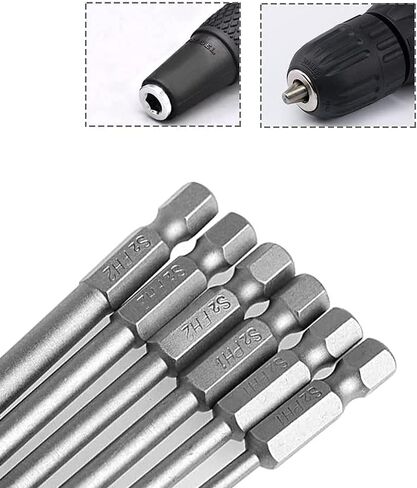 6 قطع من رؤوس مفك البراغي ذات الفتحة المتقاطعة المغناطيسية الطويلة من Fixinus، مجموعة رؤوس مفك براغي من الفولاذ S2 مقاس 1/4 بوصة S2 أداة للمفك الكهربائي اليدوي PH1 PH2-150 مم in Kuwait
