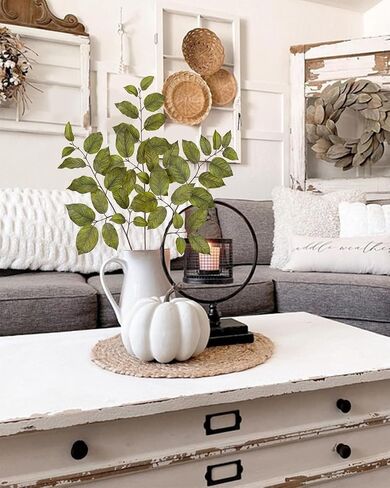 3PCS Artificial Fall Leaves Stems 29.5'' Fall Foliage Branches Autumn Salal Leaves Spray for Home Kitchen Farmhouse Thanksgiving Table Centerpiece Mantle Room Décor(Burgundy) in Saudi Arabia