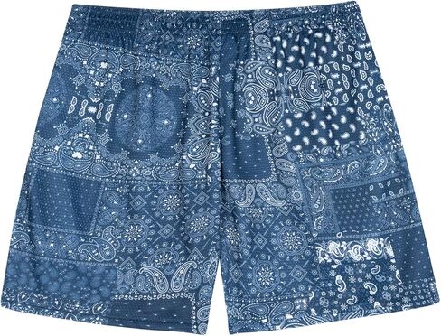 BOOMLEMON شورت رجالي شبكي بيزلي شورت ريترو جرافيك مطبوع غير رسمي باندانا بوهو كرة السلة ملابس الشارع الشهير سراويل قصيرة in Kuwait