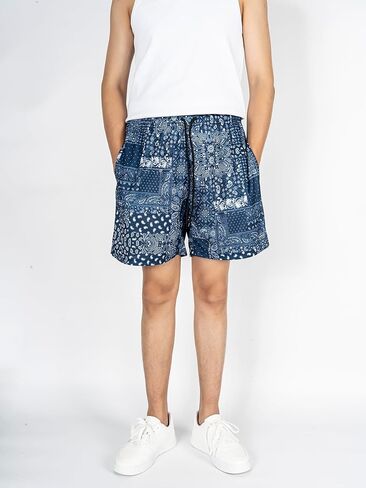 BOOMLEMON شورت رجالي شبكي بيزلي شورت ريترو جرافيك مطبوع غير رسمي باندانا بوهو كرة السلة ملابس الشارع الشهير سراويل قصيرة in Kuwait