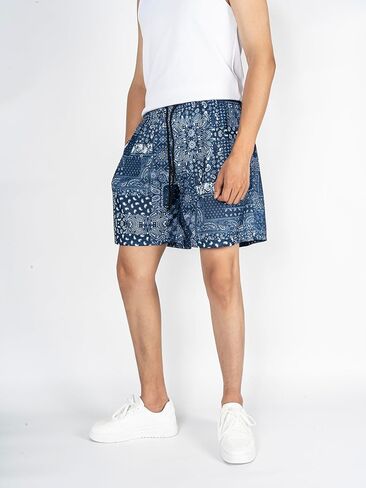 BOOMLEMON شورت رجالي شبكي بيزلي شورت ريترو جرافيك مطبوع غير رسمي باندانا بوهو كرة السلة ملابس الشارع الشهير سراويل قصيرة in Kuwait