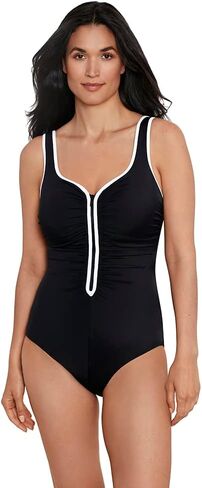 بدلة سباحة نسائية من Penbrooke ShapeSolver Sport مطلية بالألوان بسحاب ناعم وكوب واحد in Kuwait