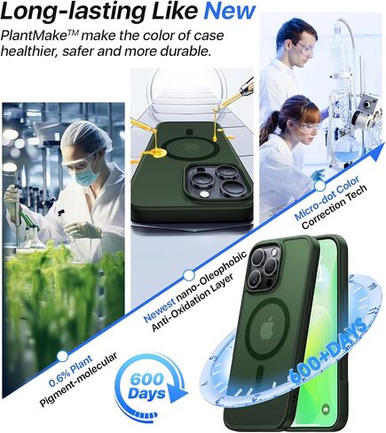 Magnetic Shockproof for iPhone 16 Pro Max Case, Skin-friendly[Compatible with MagSafe] [Military-Grade Drop Protection]Anti-Yellow Translucent Slim Cover for iPhone 16 Pro Max Phone Case, Black in Saudi Arabia