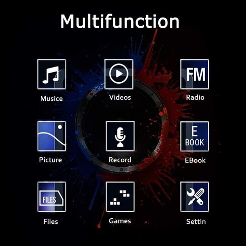 مشغل MP3، مشغل موسيقى مع بطاقة Micro SD سعة 16 جيجابايت، مكبر صوت مدمج/صور/تشغيل فيديو/راديو FM/مسجل صوت/قارئ الكتب الإلكترونية، يدعم حتى 128 جيجابايت in Kuwait