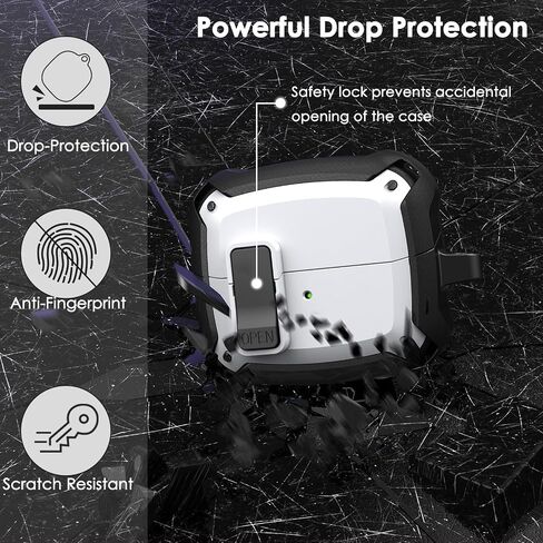 AIRSPO Compatible with Samsung Galaxy Buds 3 Case & Galaxy Buds 3 Pro Case with Cleaner kit, Military Hard Case with Lock for Samsung Galaxy Buds3 Wireless Charging Cases, Black in Saudi Arabia