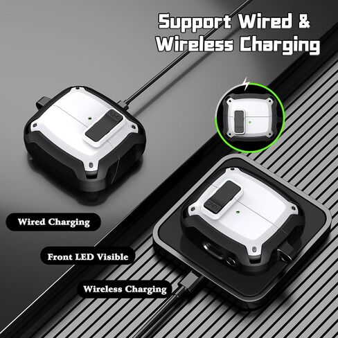 AIRSPO Compatible with Samsung Galaxy Buds 3 Case & Galaxy Buds 3 Pro Case with Cleaner kit, Military Hard Case with Lock for Samsung Galaxy Buds3 Wireless Charging Cases, Black in Saudi Arabia