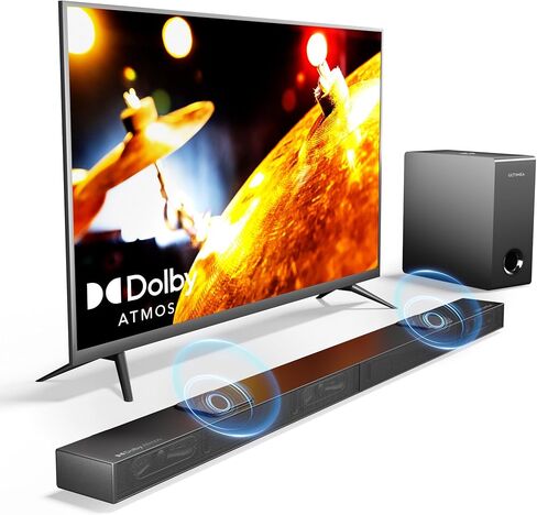 شريط صوت ULTIMEA 3.1.2Ch مع Dolby Atmos للتلفزيون الذكي، ومشغلين للتشغيل العلوي، ومكبر صوت بقدرة 390 وات مع مضخم صوت، وممر 4K HDR، ومدخل HDMI/eARC، وNova S70، 2024 موديل جديد in Saudi Arabia