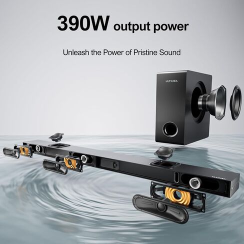 شريط صوت ULTIMEA 3.1.2Ch مع Dolby Atmos للتلفزيون الذكي، ومشغلين للتشغيل العلوي، ومكبر صوت بقدرة 390 وات مع مضخم صوت، وممر 4K HDR، ومدخل HDMI/eARC، وNova S70، 2024 موديل جديد in Saudi Arabia