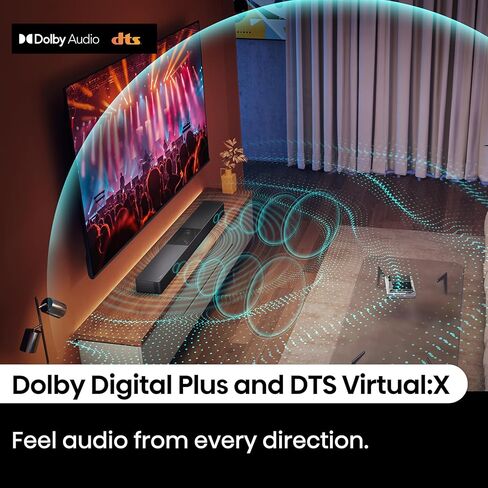 Hisense A620 2.1ch All-in-one Sound Bar with Built-in Subwoofer, 240W, DTS Virtual: X, Dolby Dightal Plus, Bluetooth 5.3, Roku TV Ready, HDMI ARC/AUX/USB, Ez Play, Black (A620, 2024 Model) in Kuwait