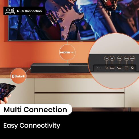 Hisense A620 2.1ch All-in-one Sound Bar with Built-in Subwoofer, 240W, DTS Virtual: X, Dolby Dightal Plus, Bluetooth 5.3, Roku TV Ready, HDMI ARC/AUX/USB, Ez Play, Black (A620, 2024 Model) in Kuwait