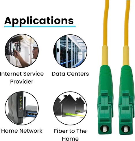 trueCABLE LC to LC OS2 Fiber Patch Cable, 3m (9.84ft), APC Polish, 200GB Singlemode (SM) Simplex 9/125um, Riser Rated (OFNR), UL Listed, Replacement Internet Fiber Cable, 1pc, Yellow in Kuwait