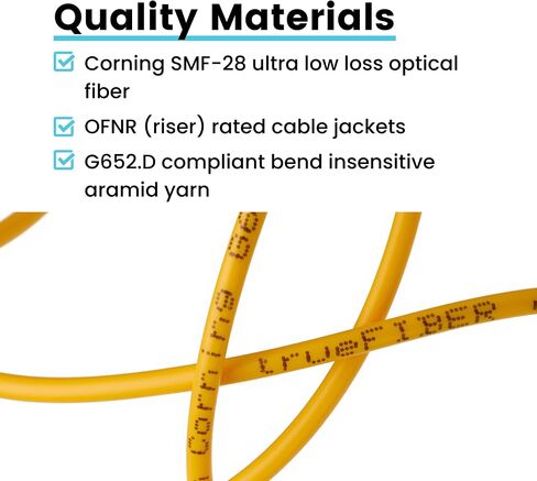 trueCABLE LC to LC OS2 Fiber Patch Cable, 3m (9.84ft), APC Polish, 200GB Singlemode (SM) Simplex 9/125um, Riser Rated (OFNR), UL Listed, Replacement Internet Fiber Cable, 1pc, Yellow in Kuwait