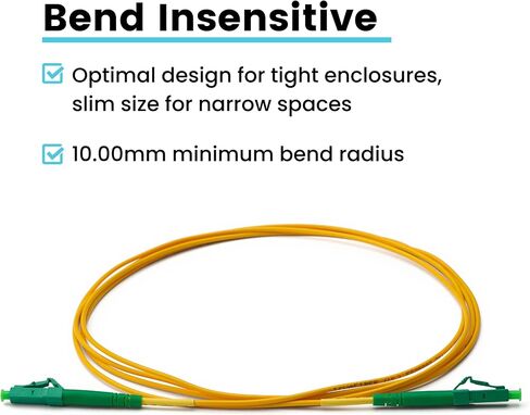 trueCABLE LC to LC OS2 Fiber Patch Cable, 3m (9.84ft), APC Polish, 200GB Singlemode (SM) Simplex 9/125um, Riser Rated (OFNR), UL Listed, Replacement Internet Fiber Cable, 1pc, Yellow in Kuwait