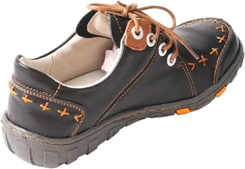 TMA EYES Women's Leather Non-Slip lace-up Leather Fashion Shoes Flats Comfortable with Hand-Stitched Design in Kuwait