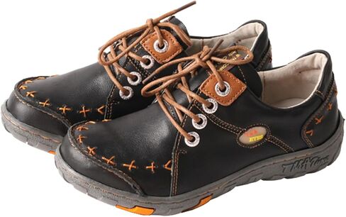 TMA EYES Women's Leather Non-Slip lace-up Leather Fashion Shoes Flats Comfortable with Hand-Stitched Design in Kuwait