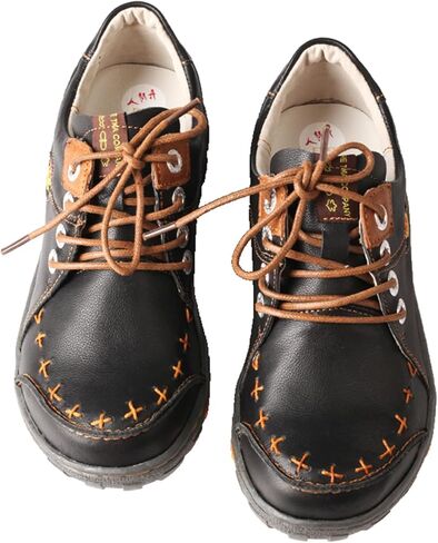 TMA EYES Women's Leather Non-Slip lace-up Leather Fashion Shoes Flats Comfortable with Hand-Stitched Design in Kuwait