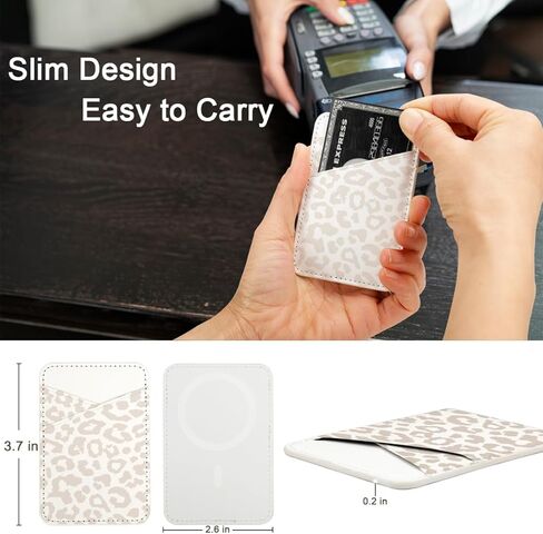 حامل بطاقات المحفظة المغناطيسية المحدثة من uCOLOR - متوافق مع MagSafe لسلسلة iPhone 15/14/13/12 Pro Max، محفظة هاتف مغناطيسية لظهر الهاتف مع فتحة بطاقتين Apple Mag Safe Walle (بيج ليوبارد) in Kuwait