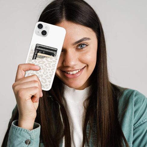 حامل بطاقات المحفظة المغناطيسية المحدثة من uCOLOR - متوافق مع MagSafe لسلسلة iPhone 15/14/13/12 Pro Max، محفظة هاتف مغناطيسية لظهر الهاتف مع فتحة بطاقتين Apple Mag Safe Walle (بيج ليوبارد) in Kuwait