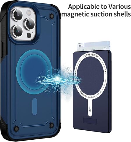 حامل بطاقات الهاتف الخلوي بمحفظة مغناطيسية متوافق مع حافظة Magsafe المدمجة بمقبض معدني للهاتف ومسند لسلسلة iPhone 15/14/13/12 (ذهبي وردي شفاف) in Kuwait