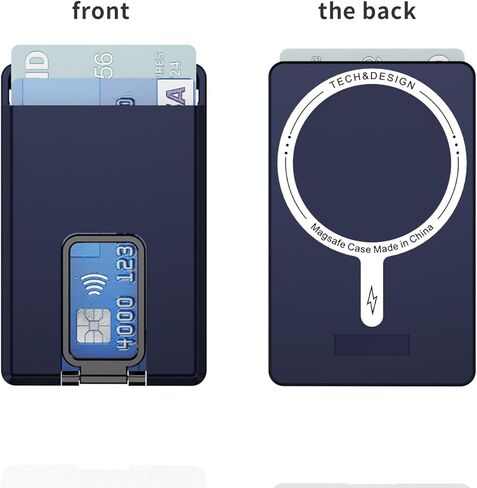 حامل بطاقات الهاتف الخلوي بمحفظة مغناطيسية متوافق مع حافظة Magsafe المدمجة بمقبض معدني للهاتف ومسند لسلسلة iPhone 15/14/13/12 (ذهبي وردي شفاف) in Kuwait