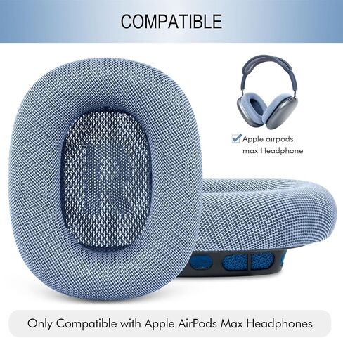 وسائد أذن بديلة مطورة لسماعات Apple AirPods Max، غطاء وسائد أذن من القماش الشبكي مع رغوة الذاكرة ومغناطيس لسماعات AirPods Max (رمادي فلكي) in Saudi Arabia