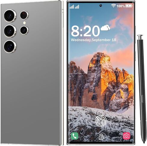 I24 Ultra 5G Unlocked Smartphone,Android 13.0 6GB+256GB Fully Unlocked Cell Phone Built in Pen The Phone,Battery 6800mAh 6.8" HD Screen,48MP+108MP Camera/Dual SIM/Fingerprint Lock/Face (Gray) in Saudi Arabia