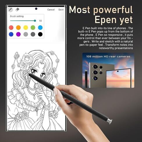I24 Ultra 5G Unlocked Smartphone,Android 13.0 6GB+256GB Fully Unlocked Cell Phone Built in Pen The Phone,Battery 6800mAh 6.8" HD Screen,48MP+108MP Camera/Dual SIM/Fingerprint Lock/Face (Gray) in Saudi Arabia
