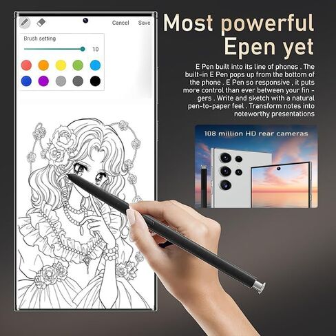 I24 Ultra 5G Unlocked Smartphone,Android 13.0 6GB+256GB Fully Unlocked Cell Phone Built in Pen The Phone,Battery 6800mAh 6.8" HD Screen,48MP+108MP Camera/Dual SIM/Fingerprint Lock/Face (Gray) in Saudi Arabia