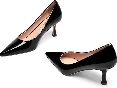 FOGEENA Womens Pointed Toe Evening Dress Slip On Patent Stiletto High Heel Pumps Shoes 2.5 Inch in Saudi Arabia